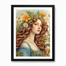 Girl With Flowers 19 Art Print