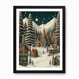 Winter Village Art Print