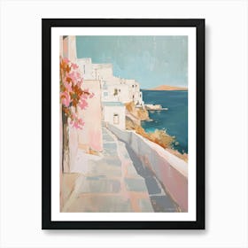 Mykonos Coast Kitsch Brushstrokes  1 Art Print