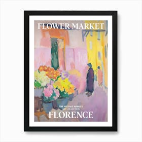 Vintage Flower Market Painting Florence Italy 2 Art Print