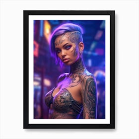 Exotic Cyberpunk Girl Art Print