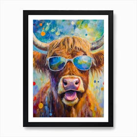 Highland Cow In Sunglasses Art Print