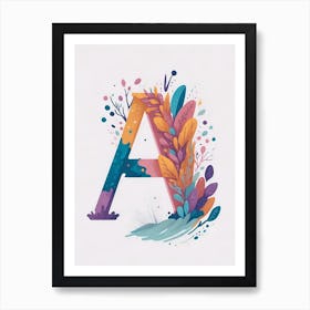 Colorful Letter A Illustration 19 Art Print