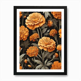 Marigold Flower Illustration Art Print 2 Art Print