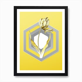 Botanical Didier's Tulip in Gray and Yellow Gradient n.080 Art Print