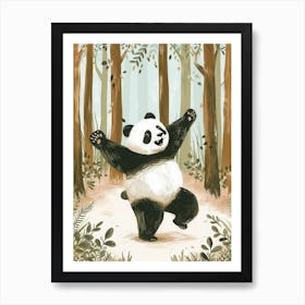 Giant Panda Dancing In The Woods Storybook Illustration 1 Art Print