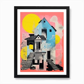 A House In Prague, Abstract Risograph Style 3 Art Print