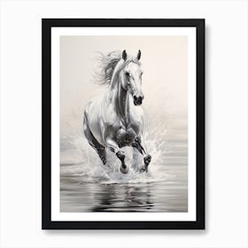 A Horse Oil Painting In Grace Bay Beach, Turks And Caicos Islands, Portrait 1 Art Print