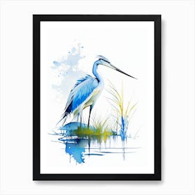Blue Heron On Lake Impressionistic 1 Art Print