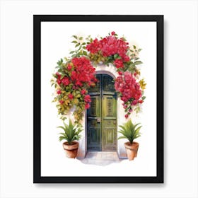Malaga, Spain   Mediterranean Doors Watercolour Painting 1 Art Print