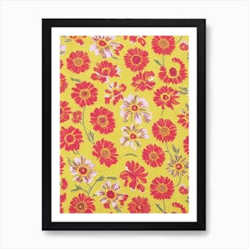 Rudbeckia Floral Print Retro Pattern 2 Flower Art Print