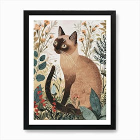 Burmese Cat Japanese Illustration 2 Art Print