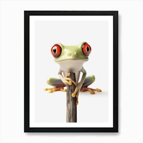 Watercolour Jungle Animal Baby Red Eyed Tree Frog 3 Art Print