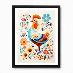 Scandinavian Bird Illustration Chicken 1 Art Print