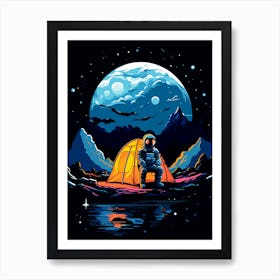 Astronaut camping On The Moon Art Print