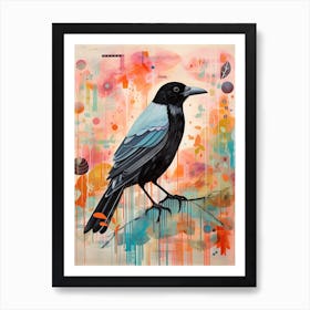 Bird Painting Collage Crow 1 Art Print