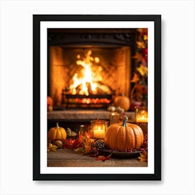 Cozy Handwritten Thanksgiving Greeting Nestled Within An Ornate Autumnal Border Featuring A Rich 2 1 Art Print