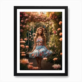 Photoreal In a Lush Garden Create an Image of a Cute Lovely Girl Art Print
