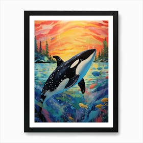 Surreal Orca Whale And Forest 1 Art Print