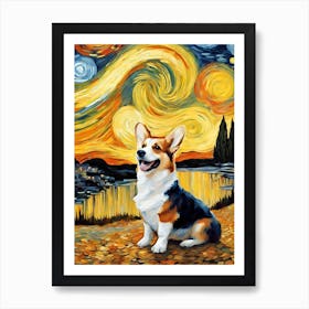 Starry Corgi Van Gogh Inspired Art Print