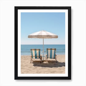 Beach Lounge Beds Beach Summer Photography 2 Art Print