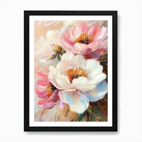 Pink And White Peony Background Art Print