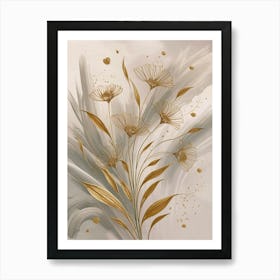 Gold Flowers Canvas Print 1 Art Print