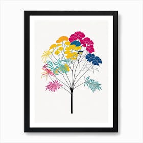 Umbrella Tree Floral Minimal Line Drawing 3 Flower Art Print