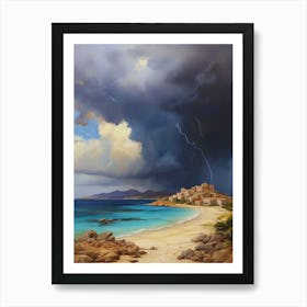 Lightning Over The Sea Art Print