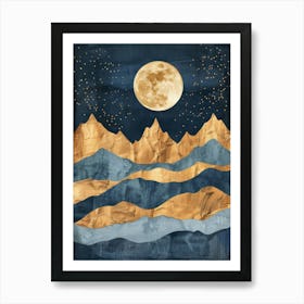 Moonlight Over Mountains 3 Art Print