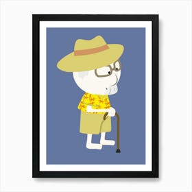 Old Man With Cane Art Print