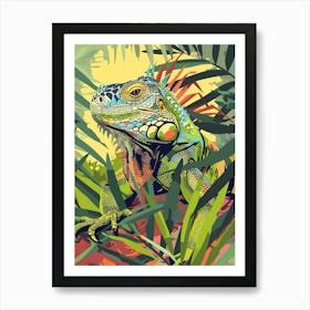 Green Iguana Modern Illustration 3 Art Print