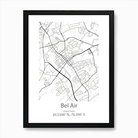 Bel Air South,United States Minimalist Map Art Print