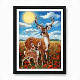 Deer In The Field Art Print