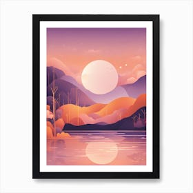 Landscape With Sunset VECTOR ART Art Print