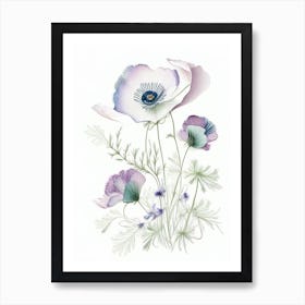 Anemone Floral Quentin Blake Inspired Illustration 1 Flower Art Print