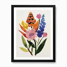 Painted Florals Celosia 3 Art Print