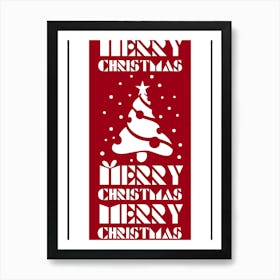 Red Christmas Banner Sign Art Print