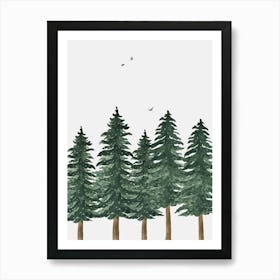 Fir Trees In The Forest Art Print