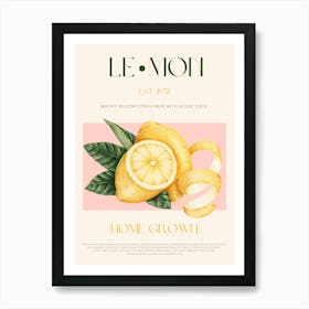 Lemon Fruit Mid Century Art Print