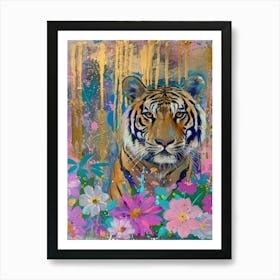 Tiger In Bloom 3 Art Print