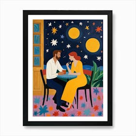 Couple At A Cafe Art Print