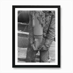 Oil Field Worker Holding Bit, Oil Well, Kilgore, Texas By Russell Lee Art Print