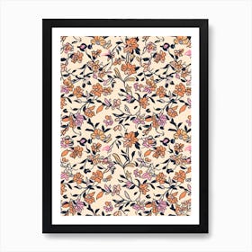 Radiant Petals London Fabrics Floral Pattern 4 Art Print