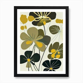 Marsh Marigold Wildflower Modern Muted Colours 1 Art Print