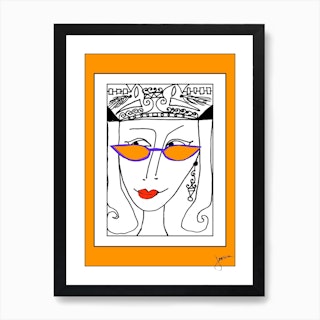 Fashion Sunglasses And Singing In The Kitchen Queens   Tina   Orange Art Print
