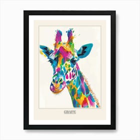 Giraffe Colourful Watercolour 2 Poster Art Print