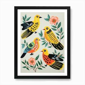 Folk Style Bird Painting Yellowhammer 3 Art Print