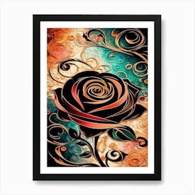 Black Rose Painting Art Print