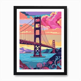Golden Gate Bridge San Francisco Colourful 8 Art Print
